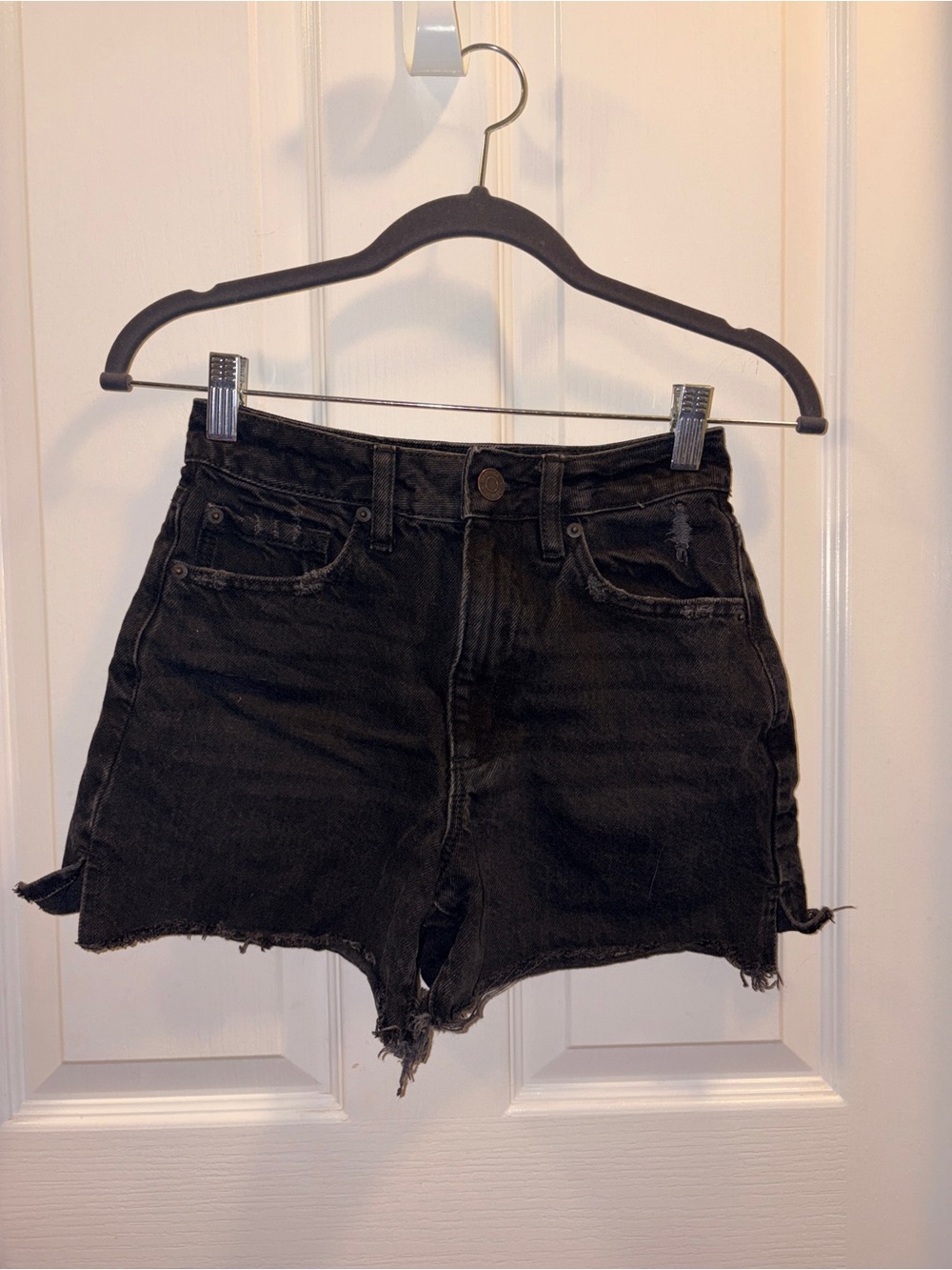 Garage Black High-Rise Distressed Denim Shorts